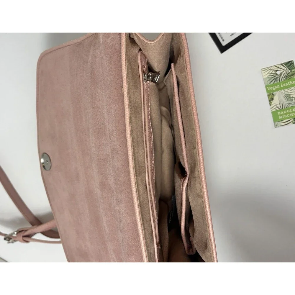 Badgley Mischka Crossbody Handle Vegan Leather Bag Purse Blush Color Light Pink